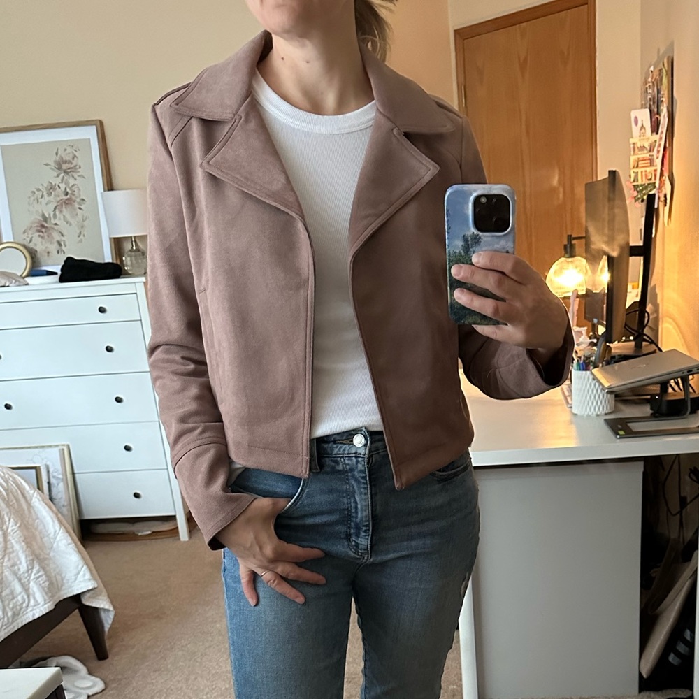 Light Maroon Soft Faux Suede Jacket